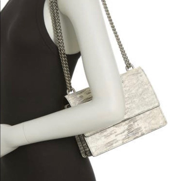 SOLD⛔️Authentic KURT GEIGER LONDON Lizard embossed leather medium flap Crosby - Picture 13 of 15